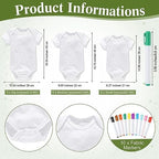 Handepo 26 Pcs Baby Shower Games DIY Bodysuit Set 1 Wooden Sign 15 White Bodysuits 10 Fabric Markers for Birth Decorating Kit(Woodland Animal) - Image 3