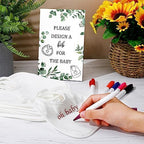 Panitay 43 Pcs Baby Shower Games Design a Bib, 12 Markers, Greenery - Image 4