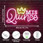 Mis Quince Neon Sign for Wall Decor, Dimmable LED Sign Neon Lights for Bedroom Quinceanera Christmas Birthday Party Room Decoration Gift for Girl Kid lover 15.7 * 9 Inch - Image 5