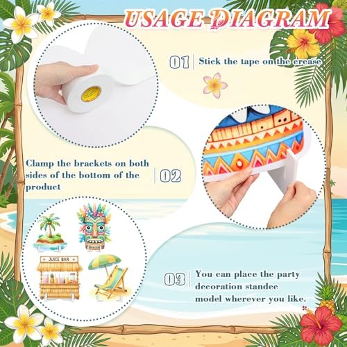 Honoson Large 32" Tiki Aloha Luau Party Decoration Cardboard Cutouts, Tiki Bar Totem Backdrop Standup Yard Signs for Hawaiian Party Supplies Tropical Summer Beach Pool Photo Booth Props - Image 4