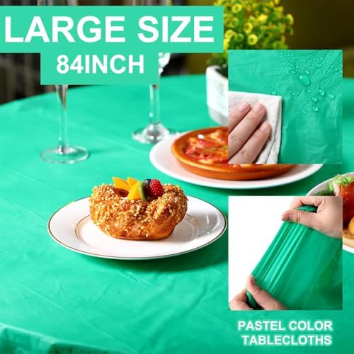 Ganeen 12 Pcs Colorful Tablecloth Neon Party Decorations 84 Inch Round - Image 4