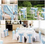 YMHPRIDE 60 PCS Light Blue Satin Chair Sashes, 7x108 Inch Ties Chair Bows - Image 7