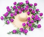 2Pcs 12Ft Bendable Flower Garland Faux Rose Vine for Home Decor,Purple - Image 6