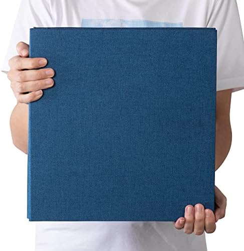 Large Photo Album Self Adhesive 4x6 5x7 3x5 8x10 Scrapbook Magnetic Album DIY Scrap Book Length 13 x Width 12.8 (Inches) 120 Black Sticky Pages Linen Cover DIY Photo Album(Blue) - Image 6