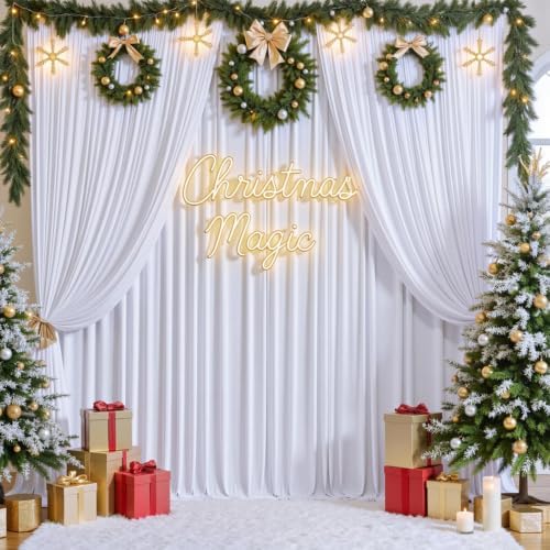 50x12ft White Backdrop Curtain for Wedding Parties, 10 Panels (5x12 ft Each) Wrinkle-Free Dackdrop Curtains, Silky Draping Fabric for Birthday Party, Baby Shower, Photo Background - Image 7