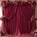 16x10FT Burgundy Backdrop Curtains for Wedding Parties, Wrinkle Free Polyester Photography Backdrop Drapes for Wedding Baby Shower Birthday Parties Stage Background Stand Decorations 4x10ft,4 Panels by Partisky