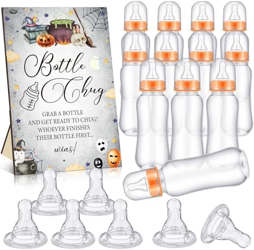 Trelaco 12 Pcs Halloween Baby Shower Game Bottle Chug Wooden Sign by TrelaCo
