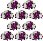 NUPTIO Flower Balls Centerpieces for Tables: Purple White Fake Roses by Nuptio