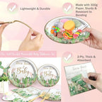 Hombae Taco Bout A Baby Decorations, Fiesta Baby Shower Supplies, Pastel Mexican Themed Backdrop Balloon Tablecloth Tableware Set with Plates Napkins Forks for Taco Cactus Party Supplies - Image 4
