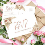 Andaz Press 56-Pack Personalized RSVP Postcards for Wedding Boho Dried Palm Leaves Cardstock Response Reply Cards for Bridal Shower Baby Shower Birthday Event Custom Date and Return Address 4 x 6-Inch - Image 3