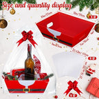 Cholemy 12 Pack 12x10x4 Christmas Gift Baskets Empty Bulk, Includes 12 Santa Cardboard Baskets with Handles, 12 Plastic Bags and 12 Bows, Cardboard Tray Large Gift Baskets Kit for Holiday - Image 2