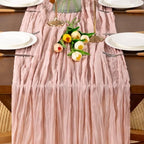 Dusty Pink Cheesecloth Table Runner Boho Wrinkled Gauze Table Runners - Image 3