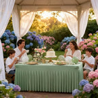 Wish Care 2 Pack Sage Green Spandex Table Clothes for 8 Foot Rectangle Tables, 8FT Wrinkle Free Fitted Tablecloths Ruffles Design Table Cloth for Party, Banquet, Wedding and Events - Image 6