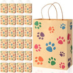 Tenceur 80 Pcs Dog Gift Bags Goodie Paw Puppy Paper Treat Bags Bulk with Handles 10.63 x 4.72 x 7.87 Inch Dog Themed Party Favors Shopping Holiday Kraft (Brown Colorful) by Tenceur