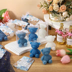 Threlaco 30 Sets Large Bear Candle Baby Shower Party Favor, Blue Series - Image 5