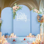 Wedding Arch Backdrop Cover Set of 3, White and Blue Double Color Arch Stand Cover, 7.2FT, 6.6FT, 6FT Spandex Fitted Arch Covers for Wedding Baby Shower Party Banquet Photography Background Decoration - Image 5