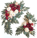 Faux Flower Swag Set of 2 for Wedding Welcome Signs Floral Swag Wedding Reception Ceremony Signs Decor(Burgundy red & Cream) by Piklado
