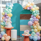 Retro Farm Barns Lines Arch Backdrop Cover 7.2 ft Country Teal Gradient Strips 2 Sided Wedding Arch Covers Stretchy Backdrop Round Top for Birthday, Party, Baby Shower Decorations - Image 4