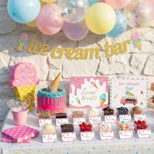 Meanplan 79 Pcs Ice Cream Bar Party Decoration Kit Table Supply, Pastel - Image 4