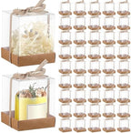 36 Set 3.5x3.5x4 in Candle Gift Package Transparent, Brown, 50 Set by Cunno
