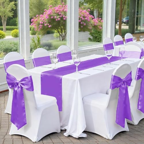 MDS® Pack of 150 Satin Chair Sashes for Wedding & Events – Lavender - Image 6