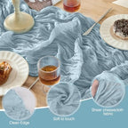 Dusty Blue Cheesecloth Table Runner 120inch Boho Gauze Home Decor - Image 5