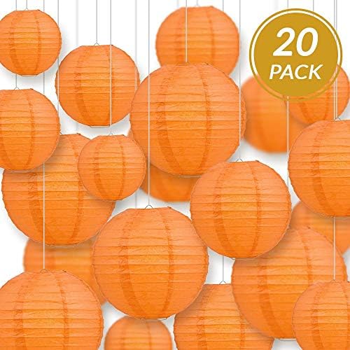 Quasimoon PaperLanternStore.com Ultimate 20-Piece Persimmon Orange Paper Lantern Party Pack - Assorted Sizes of 6, 8, 10, 12 Inch (5 Round Lanterns Each) for Weddings, Birthday, Events and Decor - Image 5