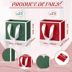 Yeaqee 50 Pcs Mini Metallic Paper Gift Bags with Handle, Green Red, White - Image 2