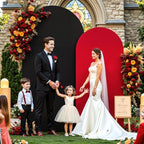 Red Black Arch Backdrop Cover for Wedding, Set of 2 Stretchy Spandex Fitted Arch Stand Cover for Baby Shower, Birthday Party Decor, Chiara Backdrop Cover with Double-Sided Design(7.2FT 6FT) - Image 2