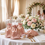 50 Pack Rose Gold Satin Bags 6" x 9" Drawstring Gift Pouches for Jewelry, Wedding Favors, Party Favors, Candy, and Small Gifts - Image 4