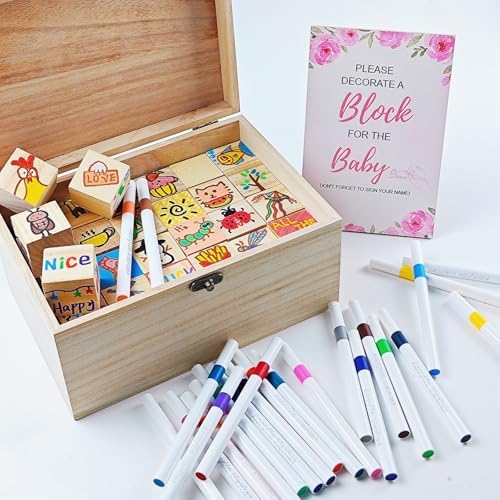EIGTWEN 78pcs Baby Shower Games Sign Kit, Baby Blocks for Baby Shower(Blue) - Image 2