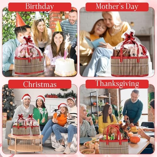 Reallnaive 12 Set 12“ Fall Thanksgiving Bamboo Empty Gift Basket, Oval - Image 4