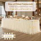 Champagne Tablecloth for 8 Foot Rectangle Tables with Tulle Table Skirt - Image 3