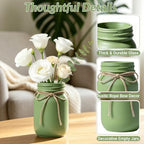 12 PCS 16oz Glass Mason Jars Flower Vases for Centerpieces, Green - Image 3