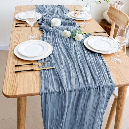Wokceer Cheesecloth Table Runner Dusty Blue 10FT Boho Gauze, 12 Pack - Image 6
