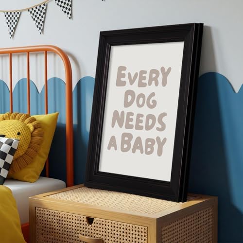 Vintage Framed Fun Kids Quotes Canvas Posters Every Dog Needs A Baby Wall Art Modern Trendy Minimalist Toddler Prints Playing Print For Nursery Room Wall Decor 12x16 inch - Image 4