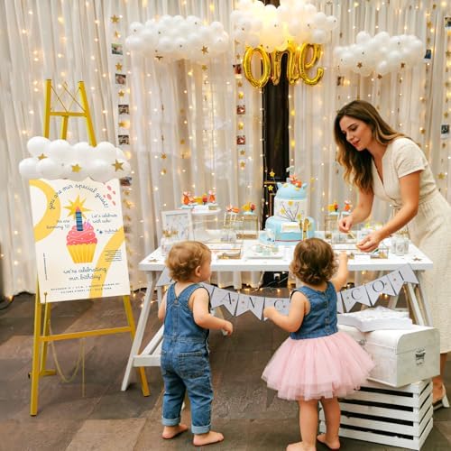 57" Gold Easel Stand for Sign, Heavy Duty Metal Easel Display Stand with Adjustable Chain and Storage Bag, 4-Tier Height Adjustable Art Easel for Wedding Signs, Birthday Party - Image 2