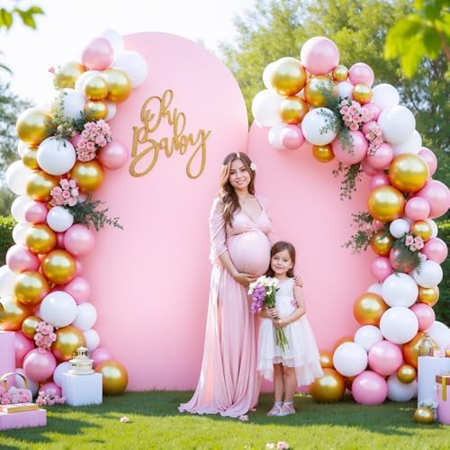 Pink and Blue Arch Cover 2 Set- 7.2 and 6ft Gender Reveal Arch Backdrop Cover Spandex Arch Stand Covers for Baby Shower Boys or Girls Birthday Party Banquet Photo Background Decorations - Image 4