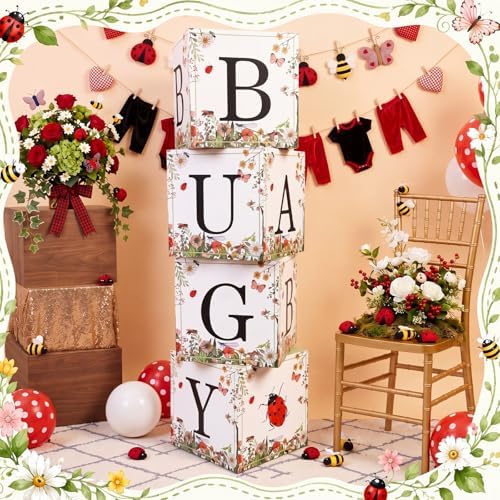 Sabary 4 Pcs Love Bug Baby Boxes Baby Shower Gift Boxes - Image 5