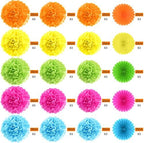 Janinka 60 Pcs Paper Pom Poms and Fans, Bright Colors Party Decorations - Image 4
