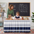 Sanwarm Table Skirt, 29" x 108", for Rectangular & Round Desk Striped - Image 3