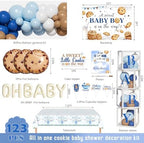 Costova Milk and Cookies Baby Shower Decorations, 123 PCs Cookie Baby Shower Party Supplies with A Sweet Little Cookie Is on the Way Backdrop, Balloon Garland, Cake Topper, Boxes - Image 2