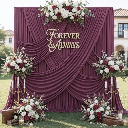 20ft x 12ft Burgundy Backdrop Curtains for Parties, Wrinkle Free 4 Panels Photo Backdrop Drapes Back Drop Cloth for Wedding Birthday Photography Background Decor by CO-AVE