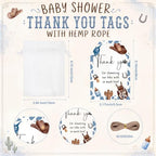 50 Sets Baby Shower Favors Shot Glasses Keychain Gifts, Cowboy, Blue - Image 4