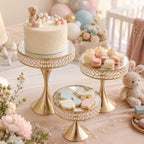 3 Pcs Cake Display with Mirror, Wedding Crystal Cake Stands for Reception - Image 5