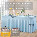 2Pack Baby Blue Spandex Table Clothes for 6 Foot Rectangle Tables, Fitted Table Cover 6ft Stretch Tablecloths Desk Skirt for Parties Weddings Birthday Banquet Baby Shower - Image 5