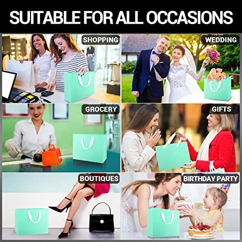 EUSOAR Small Blue Gift Wrap Bags, 50 Pack 8.6x3.9x7 inches Shopping Bags with Handles Bulk, Merchandise Retail Wrapping Bags for Business, Craft Grocery, Boutique, Party Favor, Wedding - Image 5