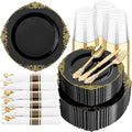 Hioasis 350 Pcs Black Gold Plates for Graduation by Hioasis
