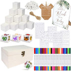 Fayoo 134 Pcs Wood Blocks to Decorate, Wood Games Kit with Wooden Blocks Prediction and Advice Card Clothes Pins Storage Box Game Sign Markers(White) by Fayoo