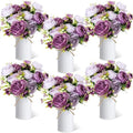 6 Sets Artificial Peonies Flower Peony Bouquet with Galvanized Metal Pot Silk Fake Peonies Faux Flower Arrangements for Wedding Table Centerpiece Party Home Room (Purple) by Solsew